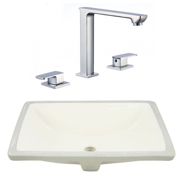 20.75-in. W CSA Rectangle Bathroom Undermount Sink Set In Biscuit - Chrome Hardware AI-23090
