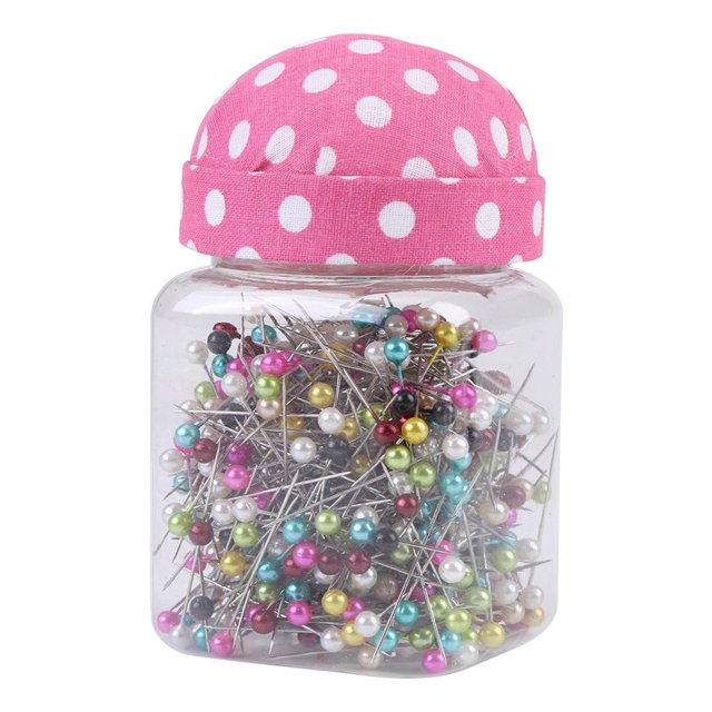 Sewing Pins, Sturdy Helpful Beads , For Pink Fabric Covered Pin Cushion Bottle Sewing Craft