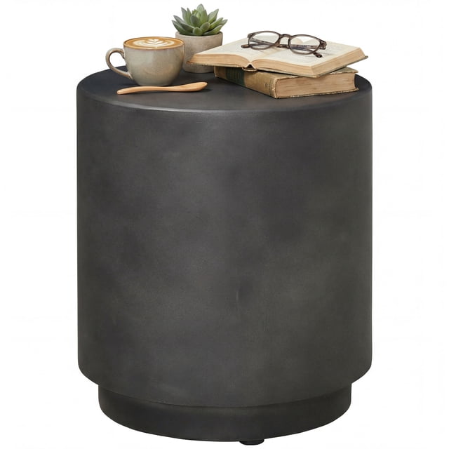 HOMCOM 17" Round Side Table for Indoor and Outdoor, Charcoal Grey