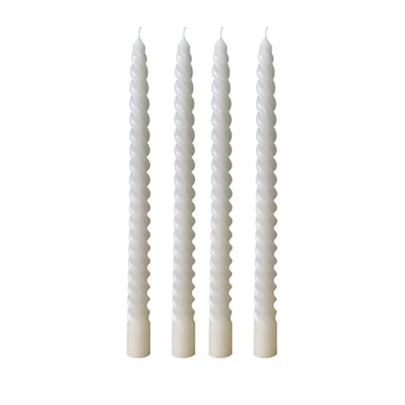 Lksixu 4 Pack Taper Candles Set, 10 inch Paraffin Wax Spiral Taper Candles, Dripless Unscented and Smokeless Dinner Candle Long Burning Tall Candlesticks for Wedding Party and Home