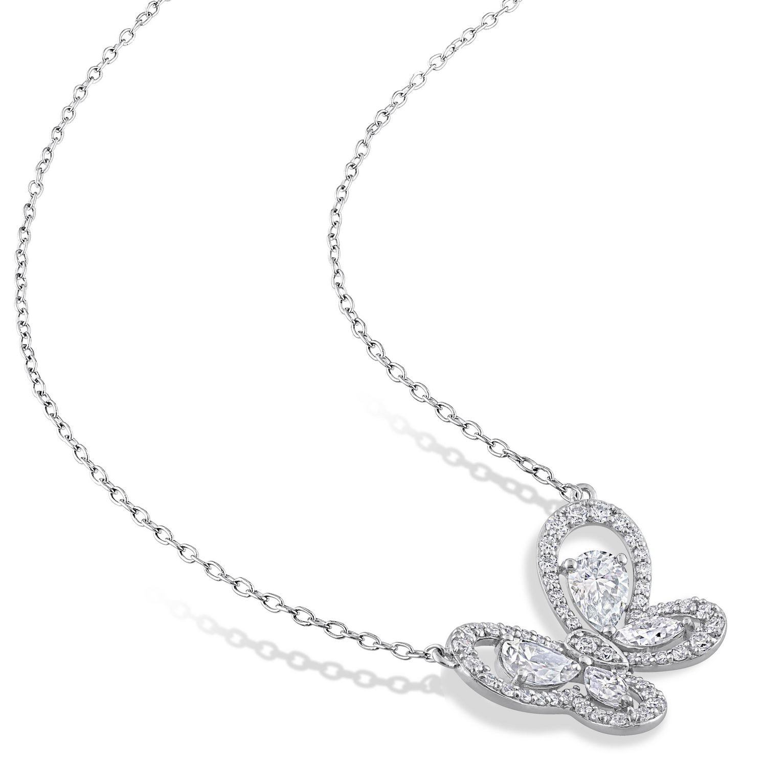Collier papillon Miabella avec Moissanite créé 1-3/4 Carat p.g.t. en argent sterling