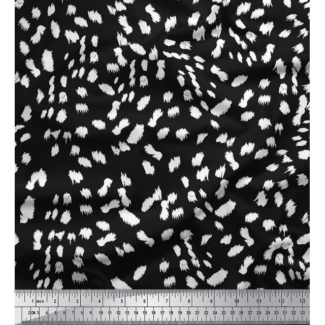 Soimoi Black Moss Georgette Fabric Cow Animal Skin Print Fabric by Yard 44 Inch Wide