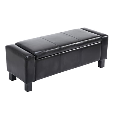 Banc Ottoman de Rangement Rembourré en Similicuir de Luxe 42” Repose-Pieds Siège Chaise