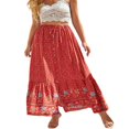 thumbnail image 1 of Womens Summer Fall Boho Floral Half Skirt High Waist A-Line Front Button Ruffle Beach Maxi Skirt S-XL, 1 of 7