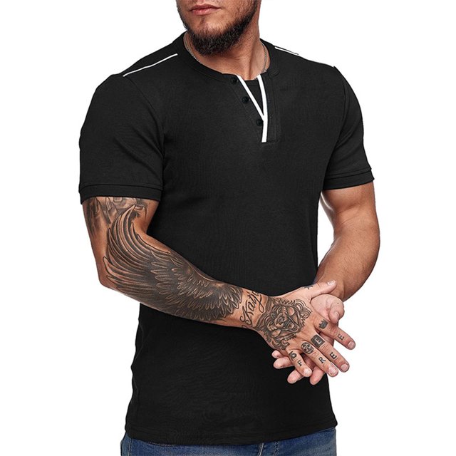 Birdeem Chemise Homme Manches Courtes Muscle Basique Couleur Unie
