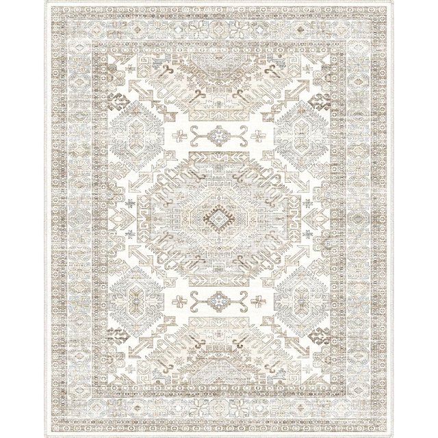 Area Rugs 8x10 for Living Room,Washable Boho 8x10 Area Rugs for Bedroom,Non Slip Carpet for Kitchen, Dining Room, Indoor, Kids Playroom Soft Low-Pile Rug, Thickness 0.2 Inches, Beige/Neutral