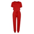thumbnail image 4 of Yuyuzo Womens Workout Sets 2 Piece Short Sleeve Crew Neck T-Shirts Drawstring Jogger Pants with Pockets, 4 of 5