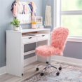 thumbnail image 2 of Linon Cami Faux Fur Upholstered Armless Office Chair in Blush Pink, 2 of 14