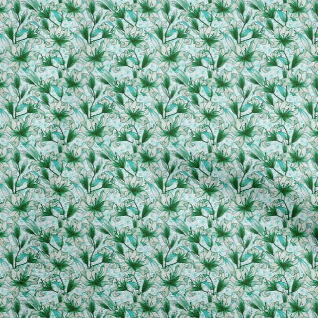 oneOone Viscose Chiffon Green Fabric Floral Craft Projects Decor Fabric Printed By The Yard 42 Inch Wide