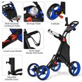 thumbnail image 3 of Goplus Chariot de Golf Pliant à 4 Roues avec Sac, Tableau d'Affichage, Poignée Ajustable, Bleu, 3 of 10