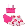 thumbnail image 1 of Sunnyoo Big Girls 3-Piece Swimsuit Cute Ruffle Bikini Set & Skirt Swimwear, Sizes 3-12, 1 of 6