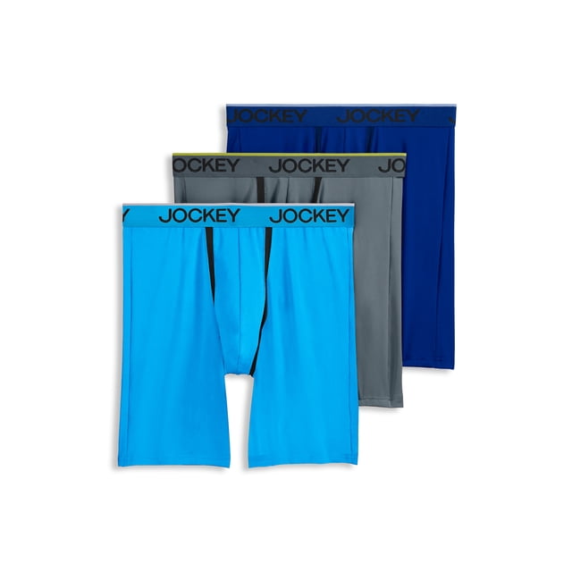 Jockey Men's Chafe Proof Pouch Microfiber 8.5" Long Leg Boxer Brief - 3 Pack