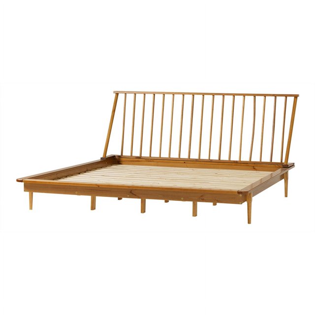 Walker Edison Broche Cadre de Lit Plate-Forme en Bois de Pin Massif Moderne en Caramel