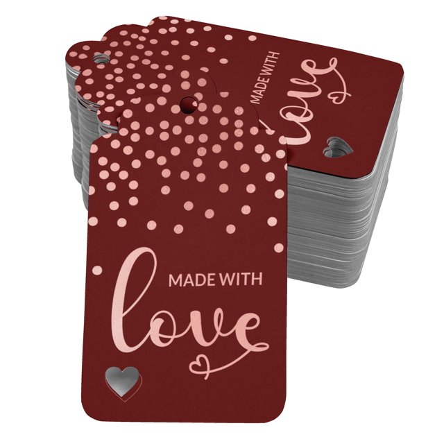 Inkdotpot 100 Pack Real Rose Gold Foil Paper Tags Made With Love Text Favor Hang Tag