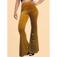 thumbnail image 3 of Honganda Women’s Velvet Flare Pants Solid Color Slim Fit Bell-Bottom Trousers Bootcut Pants, 3 of 4