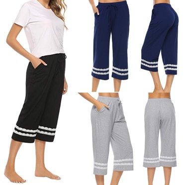 Women Ladies Sleepwear Pajama Pants Sleep Cropped Lounge Bottoms Adjustable