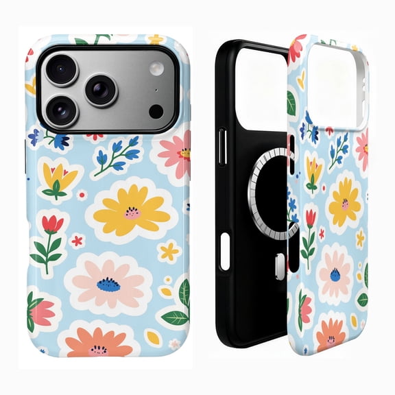 SKLYDDI Étui Esthétique Mignon à Motif Floral pour iPhone 17, Compatible avec MagSafe