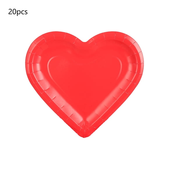 Bwiyojiz Home Decor Valentine's Day Decorations Decoration Count 20pcs Holiday Products Paper Heart Shaped Plates Are for Valentines Parties and Other Colorful, Gifts for Her, Red
