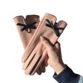 thumbnail image 2 of Ladies' De Rong Warm Gloves with Bows Suitable for Cycling To Work with Extra Fleece Thickened and Windproof for Cycling, 2 of 4