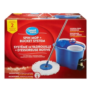 Great Value Spin Mop & Bucket System with 2 Mop Heads
