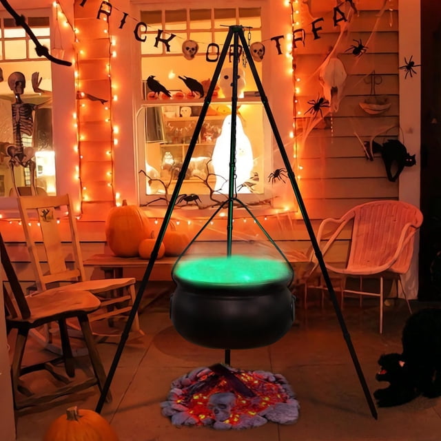 TopLLC Halloween Decor Fall Decor Halloween Decorations Outdoor Cauldron Halloween Decor On Tripod With Timer Lights - Plastic Cauldron Witch Halloween Decorations Halloween Party Favor