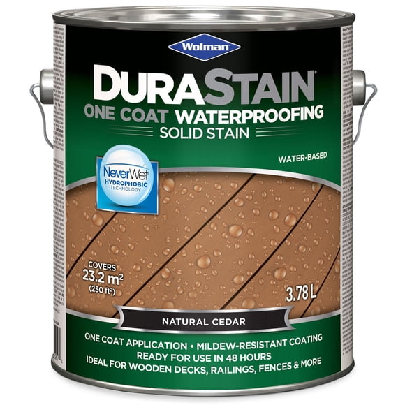 Wolman DuraStain One Coat Waterproofing Solid Wood Stain, Natural Cedar, 3.78 L