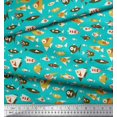 thumbnail image 2 of Soimoi Green polyester Crepe Fabric Fish Ocean Printed Craft Fabric by the Yard 42 Inch Wide, 2 of 2