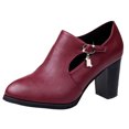 thumbnail image 1 of Nouvelles Chaussures de Fête pour Femmes à Talon Carré Pointu avec Fermeture Éclair Solide et Bout Pointu, 1 of 9