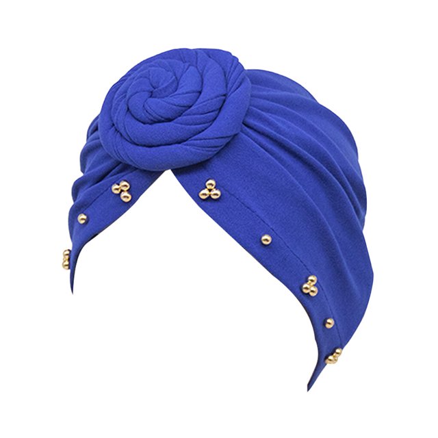 Turban à Nœud Hijab Ethnique Tuque Uni Couleur Unie Mode Couleur Mode Foulard Ajustable Couvre-Chef Accessoires de Coiffure Perte Bonnet Casquettes Bleu Royal