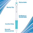 thumbnail image 4 of Pilot Acroball PureWhite Retractable Advanced Ink Ball Point Pens, Fine Point, Black Ink, Turquoise/Orange/Purple/Lime/Blue Accents, 5-Pack (31861), 4 of 5