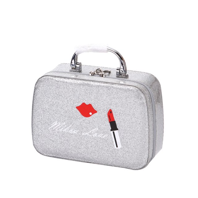 Makeup Case Lip Printed Portable Top Handle Makeup Box Cosmetic Organizer