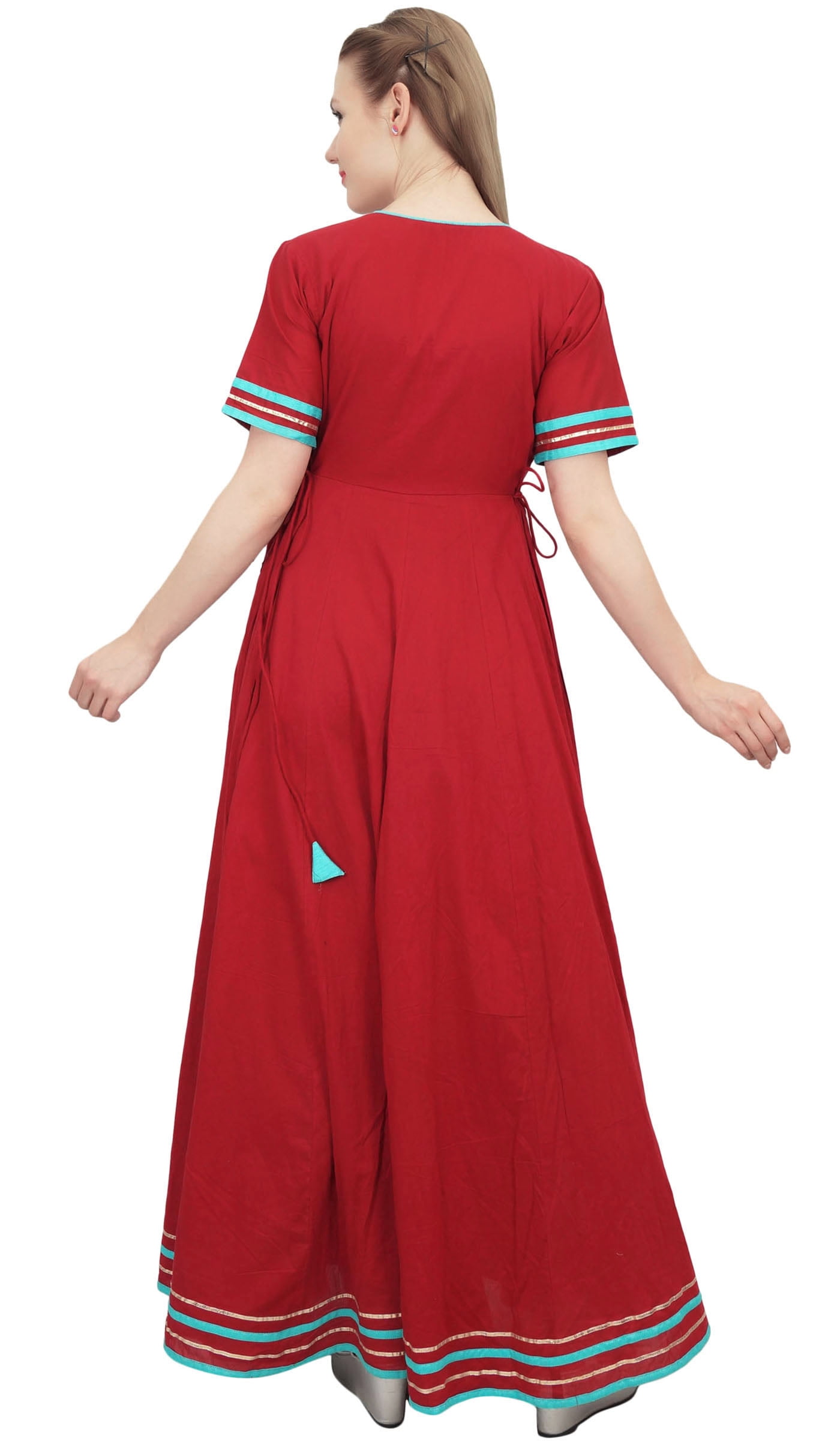 Bimba Robe Kurta Longue en Coton Bordeaux pour Femme, Jupe, Vêtements Indiens - 26