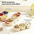 thumbnail image 2 of 2-Tier Divided Serving Platter with Handle, Stackable Multifunctional Fruit Vegetable Tray with Drain Basket, Double Layer Compartment Snack Dish for Home, Kitchen, Party (Pink), 2 of 8