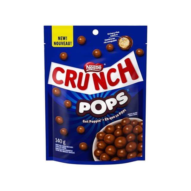 CRUNCH Pops, Crispy Rice Centre Enrobed In A Milk Chocolaty Coating, Bite-sized