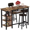 thumbnail image 1 of Lamerge Bar Dining Table Set for 2, 3 Piece Bar Table and Chairs Set, Kitchen Counter Height Dining Table Set, Small Kitchen Bar Table with Storage, Breakfast Nook Set for Small Space, Rustic Brown, 1 of 9