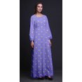 thumbnail image 3 of Bimba Robe Maxi à Manches Longues pour Femmes en Georgette Mousse Imprimée de Feuilles et d'Anémones, Taille Élastique - X-Grand, 3 of 5