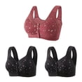 thumbnail image 1 of Bigersell Snap Front Bra 3pcs Full-Figure Bra Style R-83 Breathable Push-Up Bras Pack R-83-wine, 1 of 9