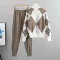 thumbnail image 4 of Weiqiqre Womens Turtleneck Sweater Checkered Color Block Knit Trendy Blouses & Shirts Sets, 4 of 8