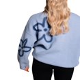 thumbnail image 4 of Women Flower Print Knit Sweater Loose Long Sleeve Pullovers Jumpers, 4 of 6