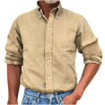 thumbnail image 1 of RXIRUCGD Chemise Blouse à Manches Longues pour Homme à Col Rabattu, Kaki, Taille : 2TG, 1 of 5