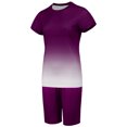 thumbnail image 3 of Innerwin Sweatsuits Solid Color Women Jogger Set Running Short Sleeve Loose Two Piece Outfit Purple 3XL, 3 of 5