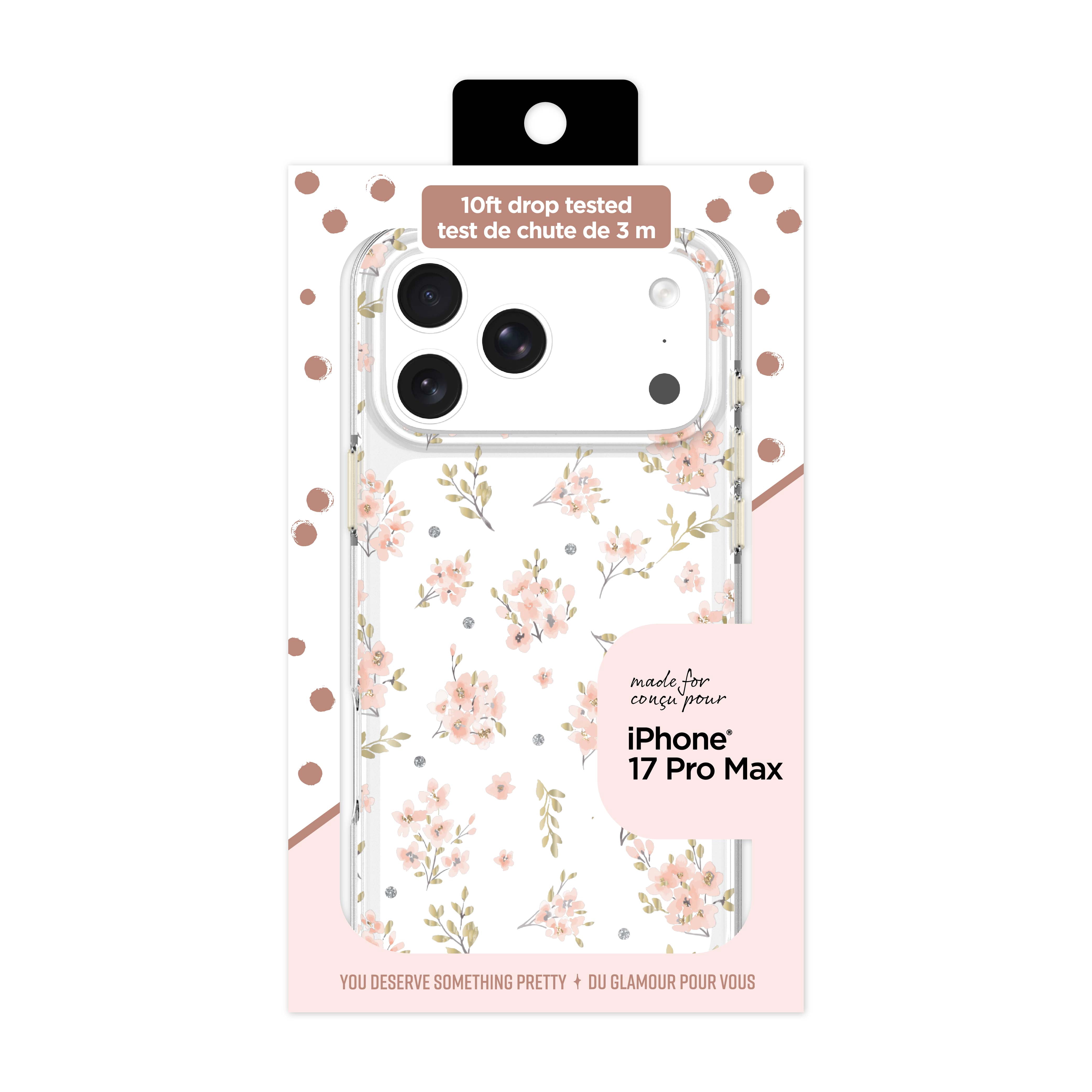 Petite coque florale rose pour iPhone 17 Pro Max