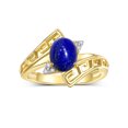 thumbnail image 1 of RYLOS Rings for Women 14K Yellow Gold Greek Key Designer Ring 9X7MM Gemstone & Diamond Ring September Lapis Jewelry  Size 7, 1 of 7