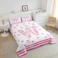 thumbnail image 4 of Erosebridal Princess Pink Bow Bedding Full Comforter Set, Initial W Letter Down Comforter, Cartoon Monogrammed Decor, Reversible, 4 of 8
