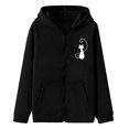 thumbnail image 3 of Chandails à Capuche Zippés pour Femmes Rabais de 50 % en Liquidation Mode Fermeture Éclair Col en V Hauts à Enfiler Manches Longues Blouse à Capuche Imprimée Chandail, 3 of 4
