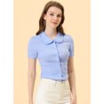 thumbnail image 2 of INSPIRE CHIC Chemise Douce pour Femme Vintage à Col Poupée Mignon Boutonnée m Bleu Violet, 2 of 5