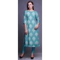 thumbnail image 4 of Bimba Robe Kurti Longue Imprimée Tunique Droite Manches 3/4 Robes pour Femmes Haut, 4 of 6