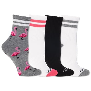 HOTSOX Women's Cushioned 4 Pair Fashion Mid-Crew Sock Size 4-10