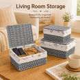thumbnail image 4 of MEHOOM 3 Pcs Wicker Basket, Baskets for Organizing, Storage, Woven Storage Baskets for Bedroom, Closet, Table, or Living Room (Gray), 4 of 10