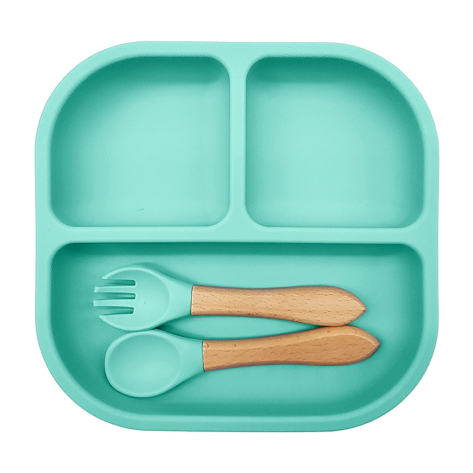 Ensemble de Vaisselle Compartimentée en Silicone pour Table à Manger Plateau de Service pour Aliments avec Porte-Ustensiles Vaisselle de Cuisine Durable pour Repas Napperons Ronds Tissés Ensemble de Table Ronde d'Extérieur pour 4 Ensemble de Napperons Tissés